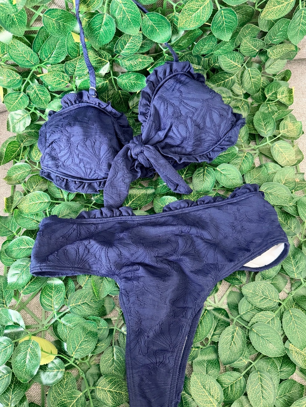 Navy Ruffled Lace Bikini Set - Women's Intimates & Swim